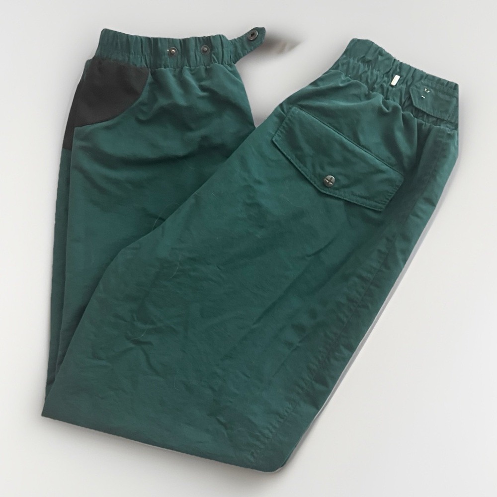 Vintage Extreme Sports Nylon Ski Snow Pants Green‎ Black Reinforced Cuffs W L